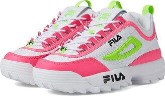 Fila Disruptor II Premium (White/Knockout Pink/Green Gecko) Women's Shoes