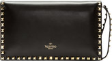 Thumbnail for your product : Valentino Black Leather Rockstud Flap Clutch