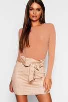 Thumbnail for your product : boohoo Paperbag Belted Suedette Micro Mini Skirt
