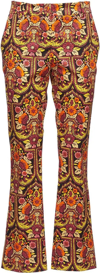 La DoubleJ Floral-Pattern Flared Trousers