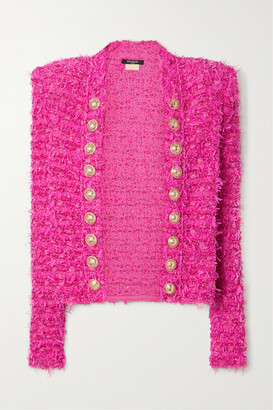 Balmain - + Barbie Embellished Metallic Bouclé-tweed Blazer - Pink