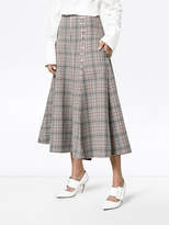 Thumbnail for your product : Rosie Assoulin side hooks check midi skirt