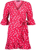 Thumbnail for your product : boohoo Floral Print Wrap Tea Dress