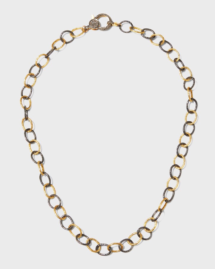 Margo Morrison Vermeil Hammered Oval Link Chain with Diamond Vermeil ...