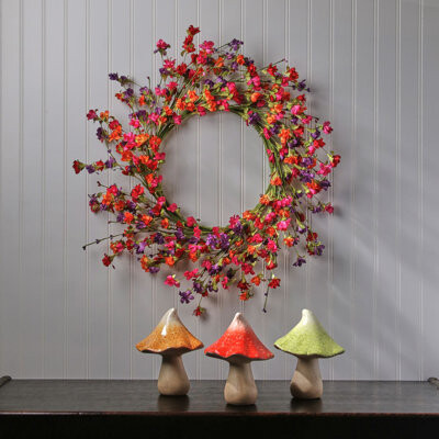 Regency International 7.5" Terracotta Glazed Outdoor Mushroom