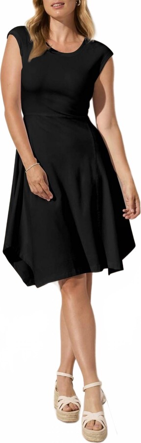 Asymmetrical Crew Neck Dress In Black