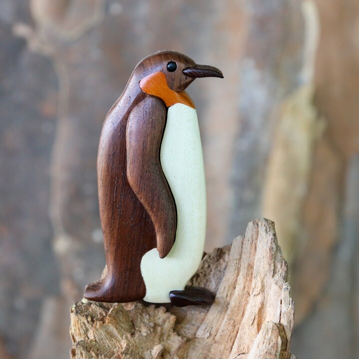 Emperor Penguin Wood Carved Intarsia Ornament/Magnet