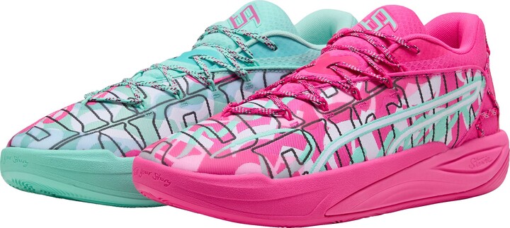 PUMA Women's Stewie 4 Basketball Shoes, Size 6, Pink/Teal/White