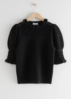 And other stories Ruffled Puff Sleeve Knit Top