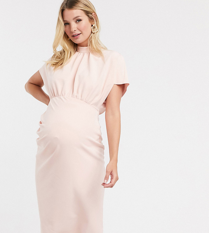 blush maxi maternity dress