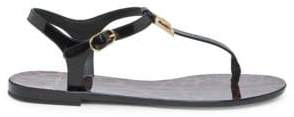 Dolce & Gabbana Leopard Print Leather Thong Sandals