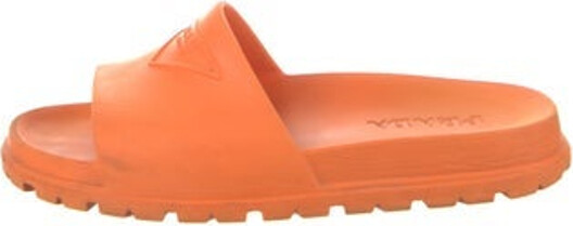 Prada Rubber Slides Orange Designer