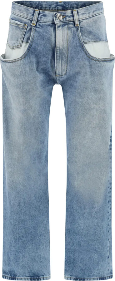 Contrast-Pocket Straight-Leg Jeans