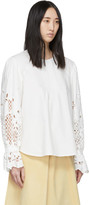 Thumbnail for your product : See by Chloe White Poplin Floral Embroidery Blouse