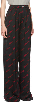 Balenciaga Black & Red Logo Lounge Pants