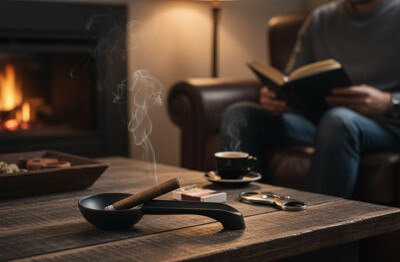 Visol Black Aluminum Cigar Ashtray – Sleek 6" Single Cigar Rest Design (vash323bk)