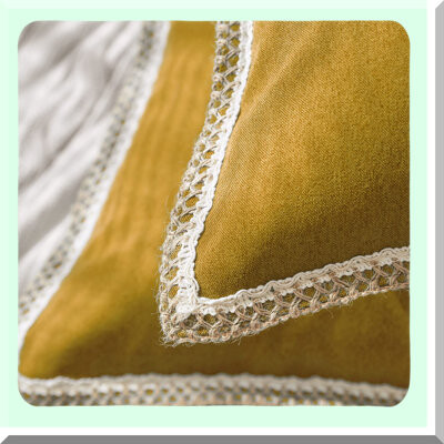 BRBCA Gold Linen Farmhouse Pillow Covers - Set of 2 | Burlap Trimmed Cushion Covers | Tailored Edges for Couch Sofa Chair Living Room Decor