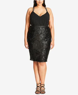 City Chic Trendy Plus Size Sequined Pencil Skirt