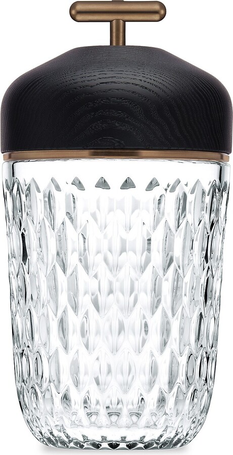 Saint-Louis Folia Portable Lamp Black Wood Satin Crystal