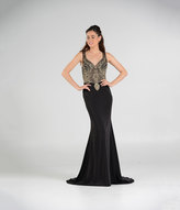 Thumbnail for your product : Unique Vintage Black & Gold Sleeveless Embellished Long Chiffon Dress