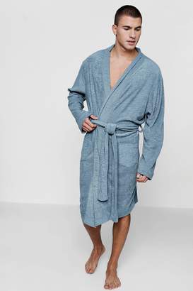 boohoo Grey Dressing Gown In Towelling