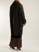 Thumbnail for your product : Miu Miu Patch Pocket Long Shearling Coat - Womens - Black Brown