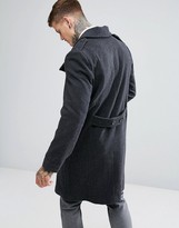 Thumbnail for your product : Weekday Major Military Overcoat Wool Double Breasted Belted