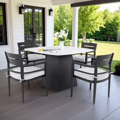 Latitude Run 5-Piece Outdoor Pedestal Dining Set