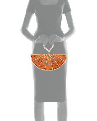 Mercedes Salazar Raffia Orange Wedge Clutch Bag