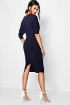 Thumbnail for your product : boohoo Pleat Detail Batwing Pencil Midi Dress