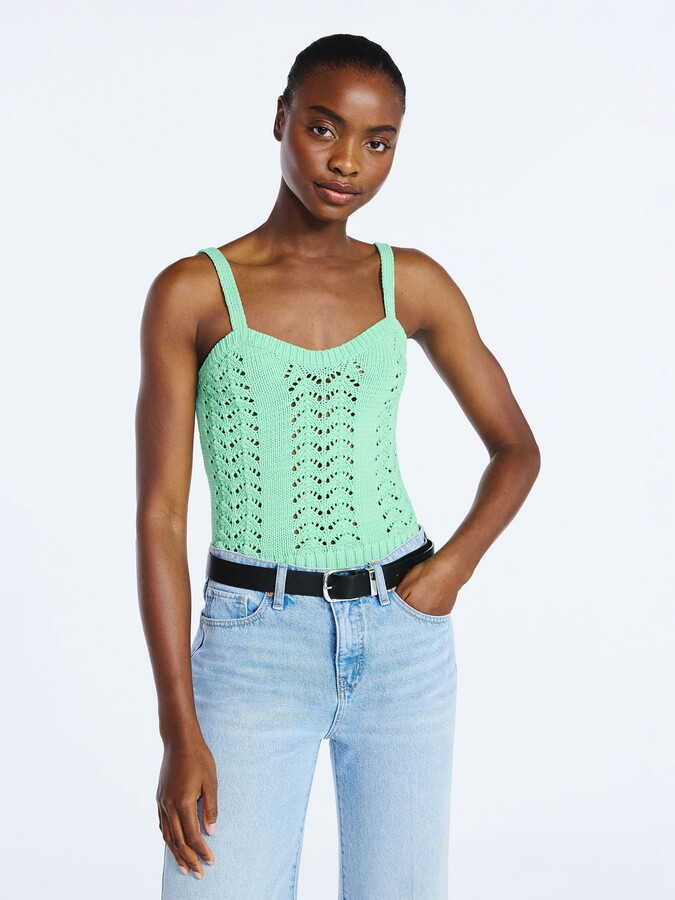 Scoop Women’s and Women's Plus Crochet Sweater Tank Top with Sweetheart Neck, Sizes XS-4X