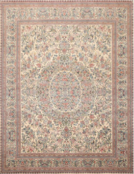 Oriental Rug of Houston One-of-a-Kind Oriental Hand Knotted 8' x 9'11" Wool Ivory/Green/Brown Area Rug