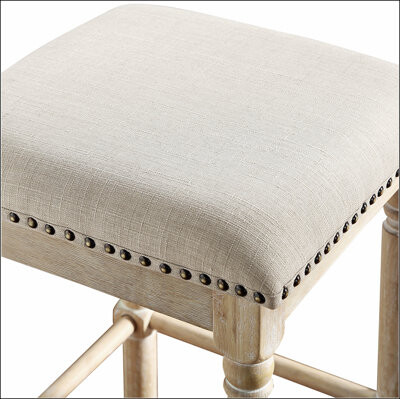 One Allium Way Arnhem Wood Upholstered Counter Height Stool Set of 2