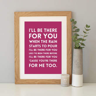 Hope and Love 'I'll Be There For You' Song Lyrics Print