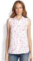 Thumbnail for your product : Equipment Colleen Star-Print Silk Sleeveless Shirt