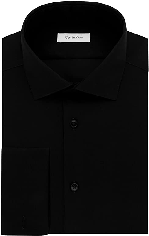 Calvin Klein Men's Dress Shirt Slim Fit Non Iron Herringbone French Cuff -  ShopStyle