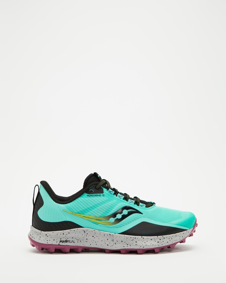 mint green running shoes