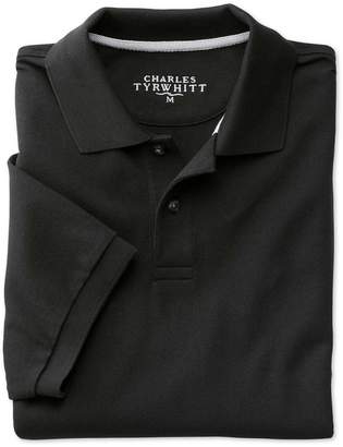 Black Pique Cotton Polo Size Large by Charles Tyrwhitt