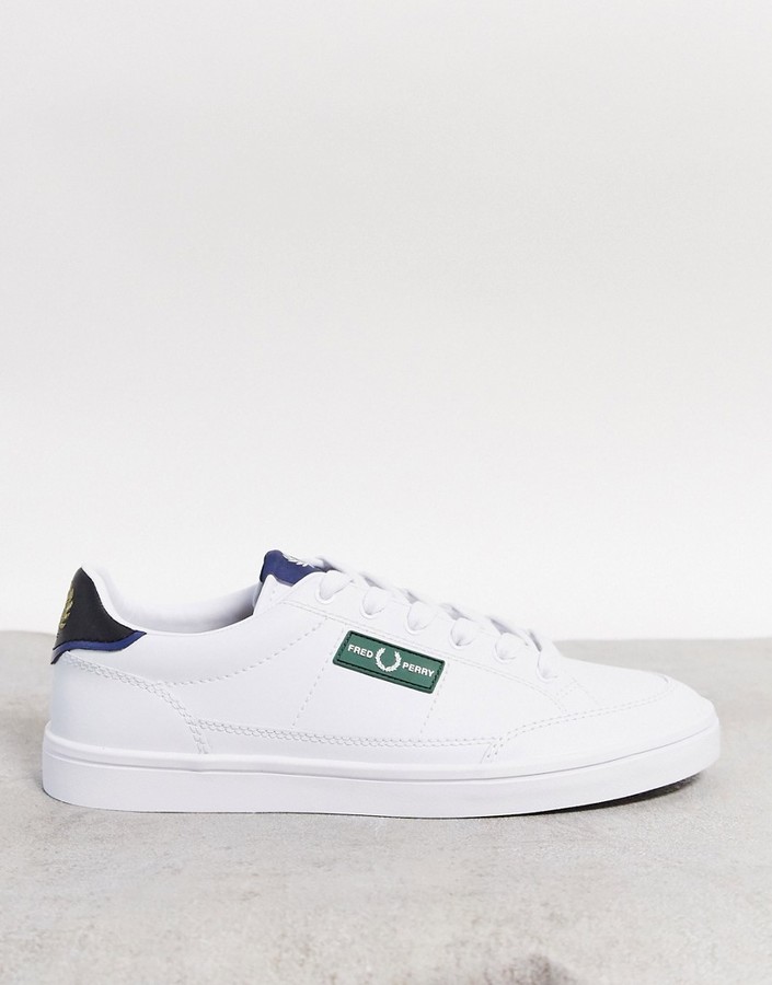 Fred Perry Deuce leather sneakers with tab logo in white - ShopStyle