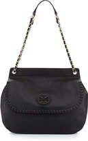Thumbnail for your product : Tory Burch Marion Leather Saddle Bag, Black