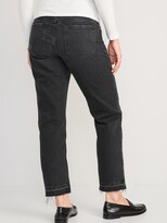 Thumbnail for your product : Old Navy Maternity Full Panel Slouchy Straight Cut-Off Black Jeans
