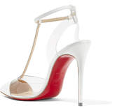 Thumbnail for your product : Christian Louboutin Nosy 100 Patent-leather And Pvc T-bar Pumps - White