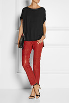 Thumbnail for your product : Helmut Lang Leather-trimmed crepe top