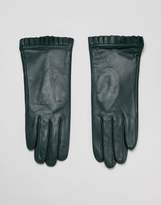 Thumbnail for your product : Barney's Originals Real Leather Gloves With Pleated Detail