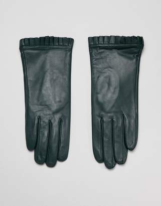 Barney's Originals Real Leather Gloves With Pleated Detail