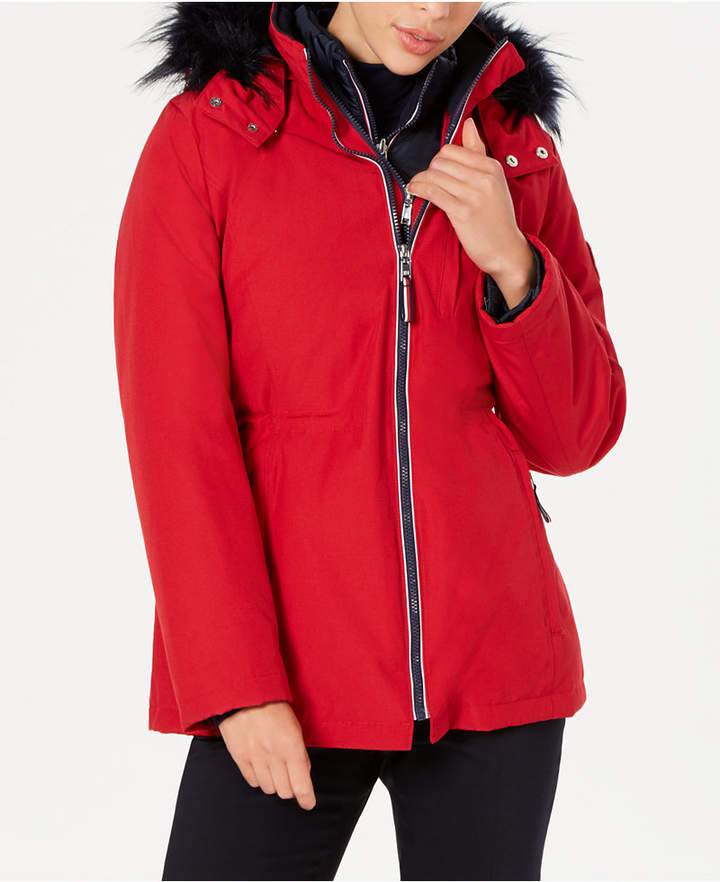 tommy hilfiger jacket with faux fur trim hood