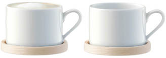 LSA International Circle Tea & Coffee Cups with Ash Saucers - 0.25L - Set of 2