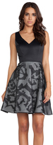 Thumbnail for your product : Halston V-Neck Dress with Stripe Skirt