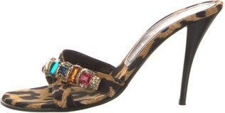 Casadei Animal Print Crystal Embellishments Slides