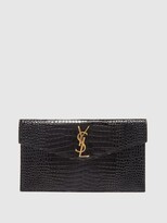 Thumbnail for your product : Saint Laurent Uptown plaque Croc-effect Leather Clutch Bag